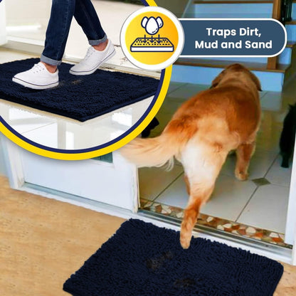 ® | Super Absorbent Door Mat Indoor, Microfiber Quick Dry Chenille Entryway Rug, Non-Slip Front Door Mat, Indoor Mats for Entryway, Machine Washable Pet Rug, Navy Blue 24"X36"
