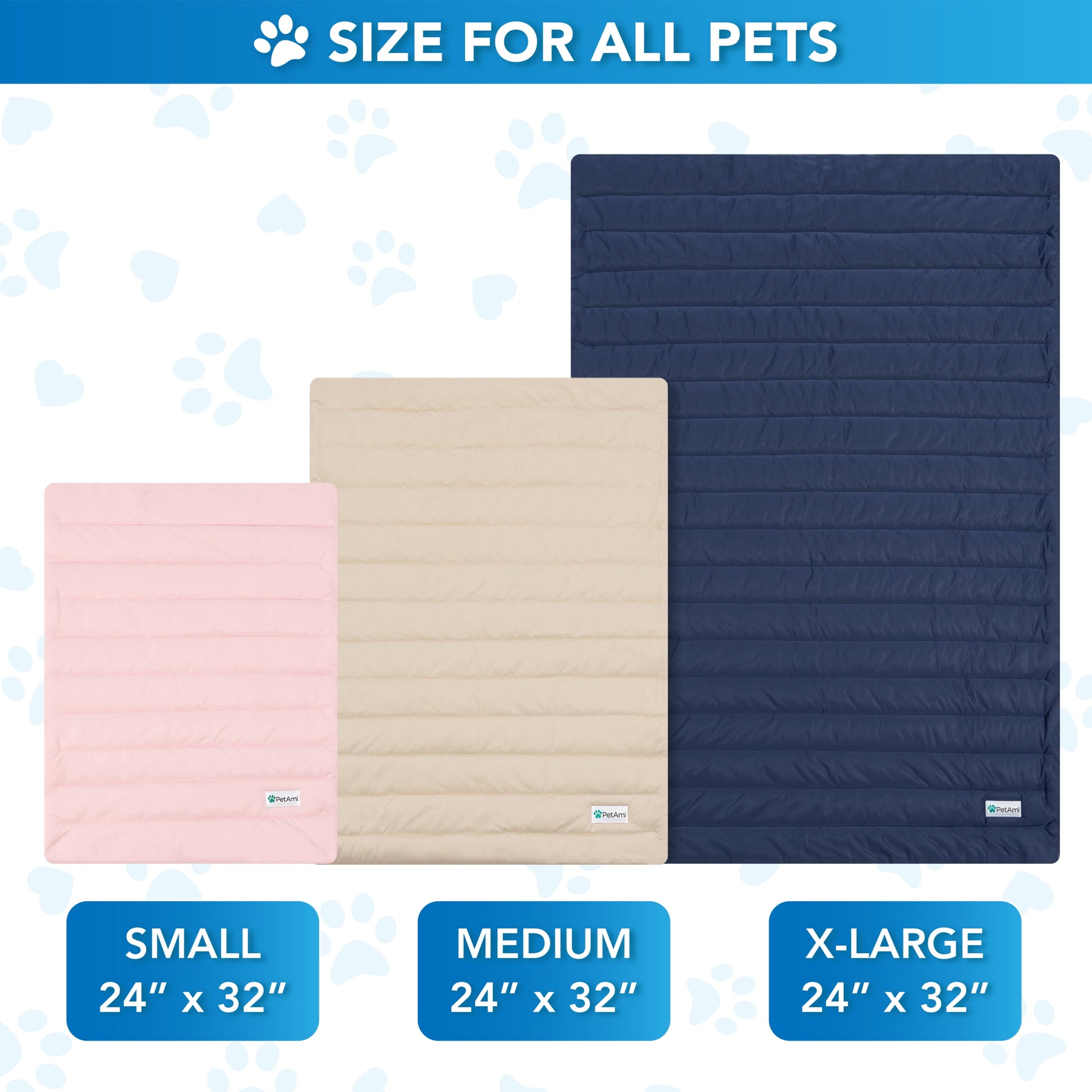 Dog Cooling Mat, Q-Max Pet Cooling Blanket with Thick Cushioning, Self Cooling Pad for Dogs & Cats, Reversible Summer Mat for Crate, Couch, Kennel, Navy/Dusty Blue, Large (40X60)