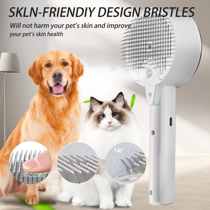 Cat Steam Brush 4-In-1 Pet Spray Comb for Indoor Cats, Rechargeable Steam Brush with Release Button for Long Short Hair Pet Clean Design Tool, White