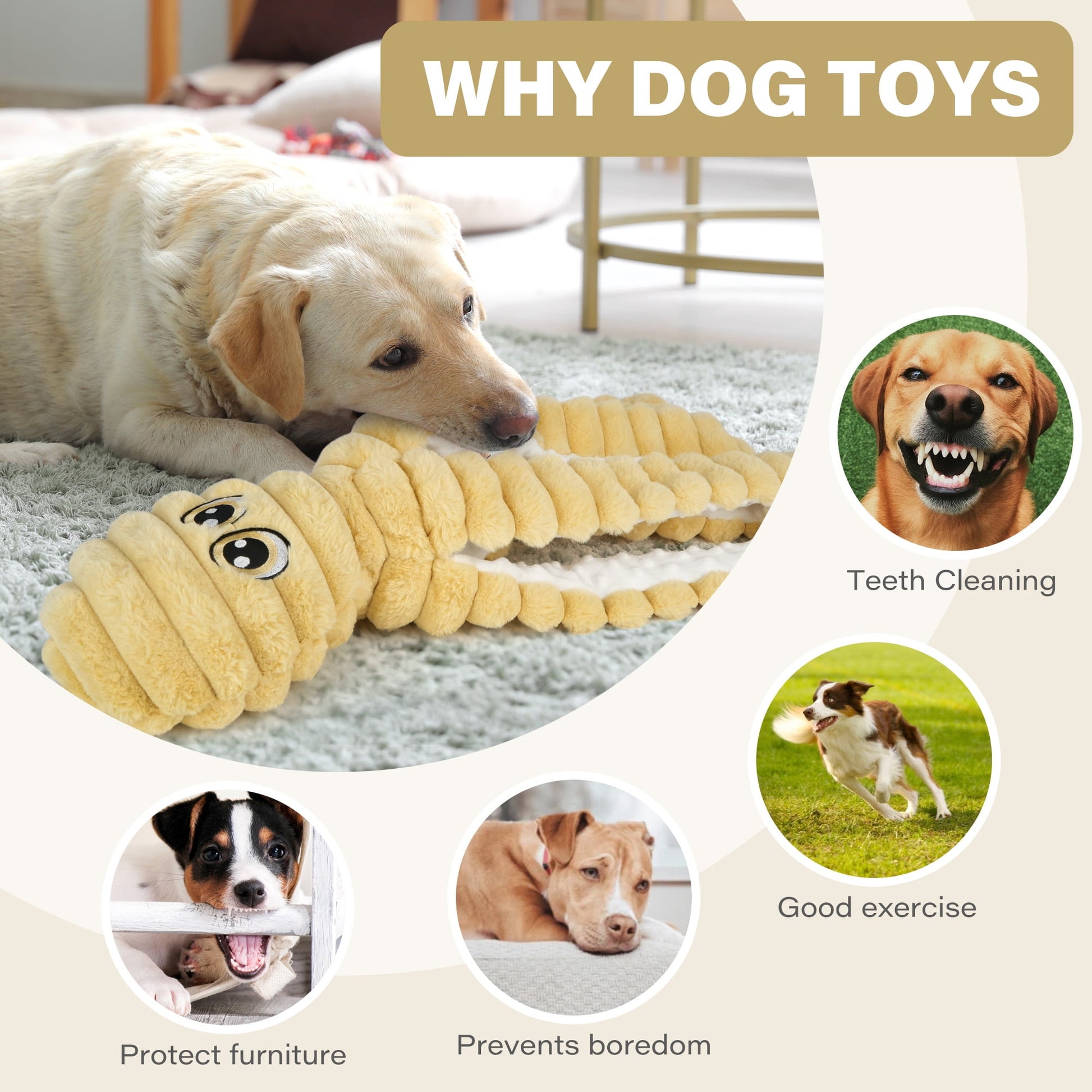 Dog Toys for Large Dogs, 27" Large Crinkle Squeaky Dog Toy, Plush Octopus Dog Chew Toy