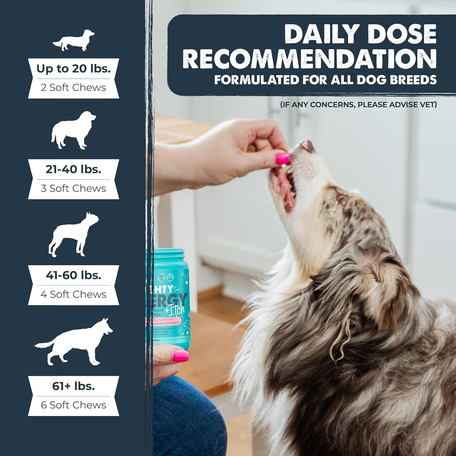 Waggables Allergy & Immune Support for Dogs | Omega 3, Quercetin, Bacon Flavor, 120 Ct