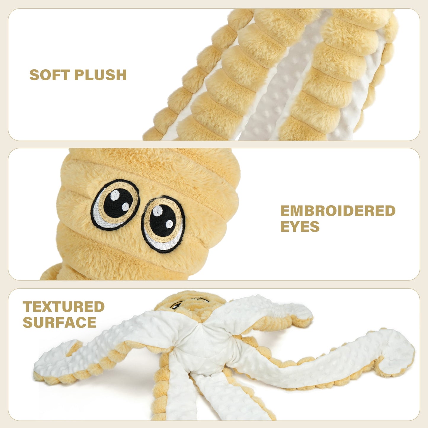 Dog Toys for Large Dogs, 27" Large Crinkle Squeaky Dog Toy, Plush Octopus Dog Chew Toy