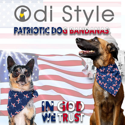 4Th of July Dog Bandana - 2 Pack American Flag Dog Bandanas for Medium and Large Dogs, Patriotic USA Independence Day Dog Puppy Collar Scarf for Dogs, Puppies, Paw and Star Print (Large)