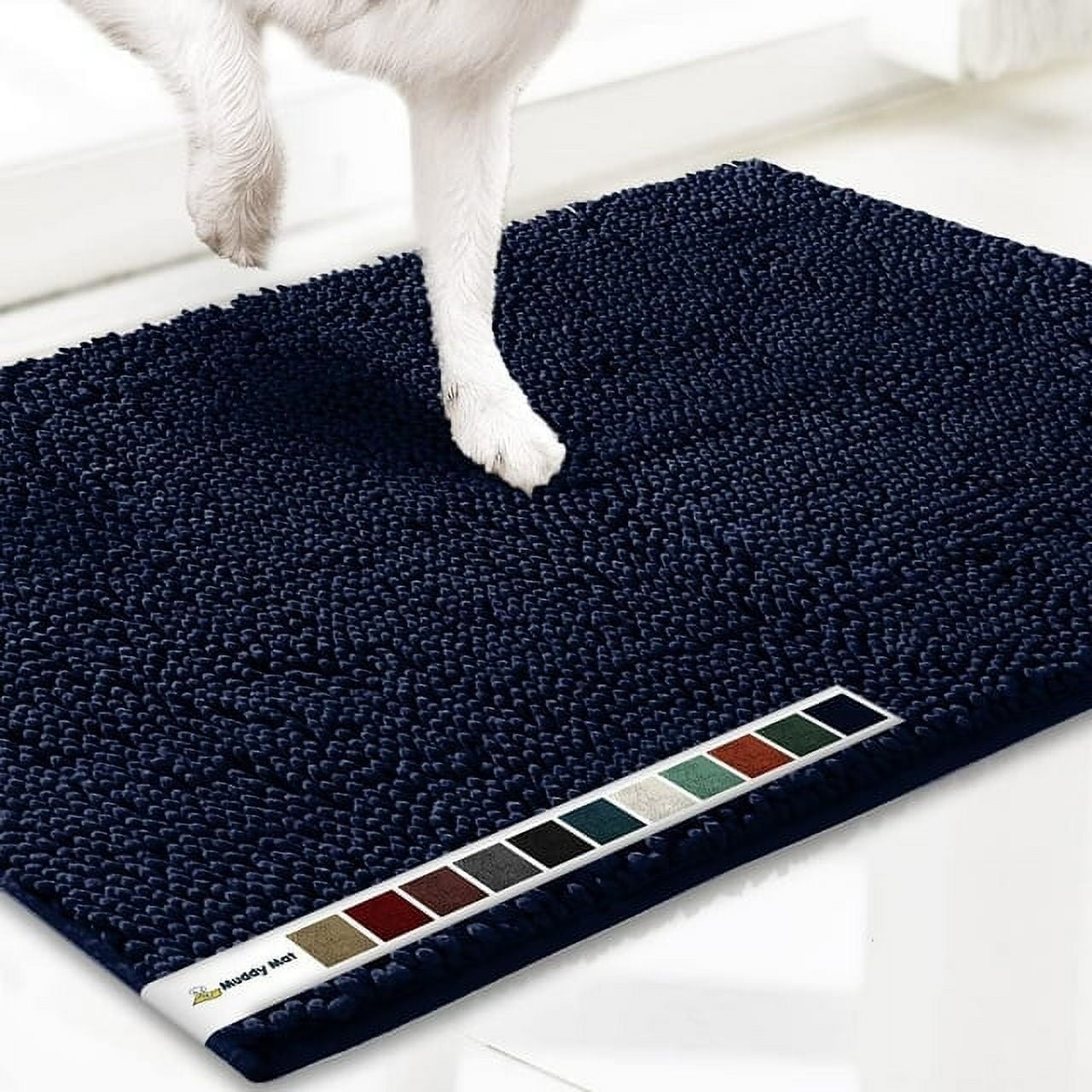 ® | Super Absorbent Door Mat Indoor, Microfiber Quick Dry Chenille Entryway Rug, Non-Slip Front Door Mat, Indoor Mats for Entryway, Machine Washable Pet Rug, Navy Blue 24"X36"