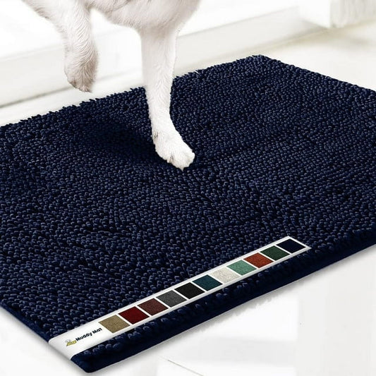 ® | Super Absorbent Door Mat Indoor, Microfiber Quick Dry Chenille Entryway Rug, Non-Slip Front Door Mat, Indoor Mats for Entryway, Machine Washable Pet Rug, Navy Blue 24"X36"