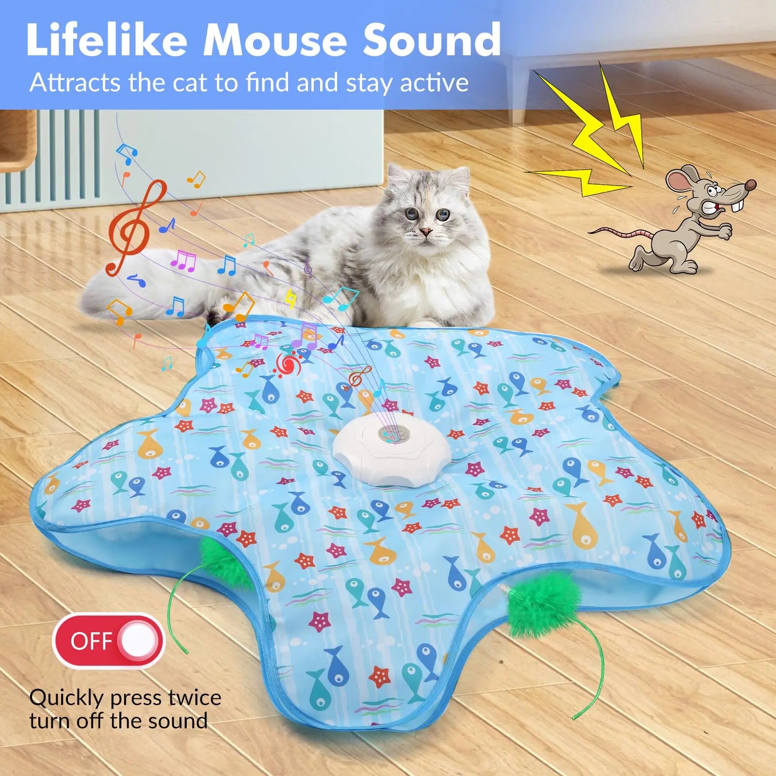 Interactive Cat Toys Rechargeable,Durable Hide and Seek Cat Toys with Moving Concealed Feathers,Automatic Cat Kitten Toy for Cat