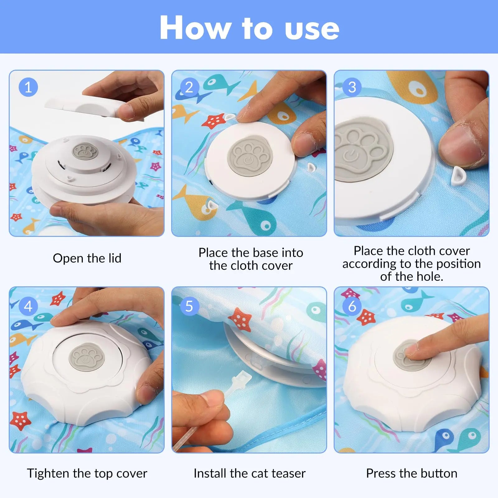 Interactive Cat Toys Rechargeable,Durable Hide and Seek Cat Toys with Moving Concealed Feathers,Automatic Cat Kitten Toy for Cat