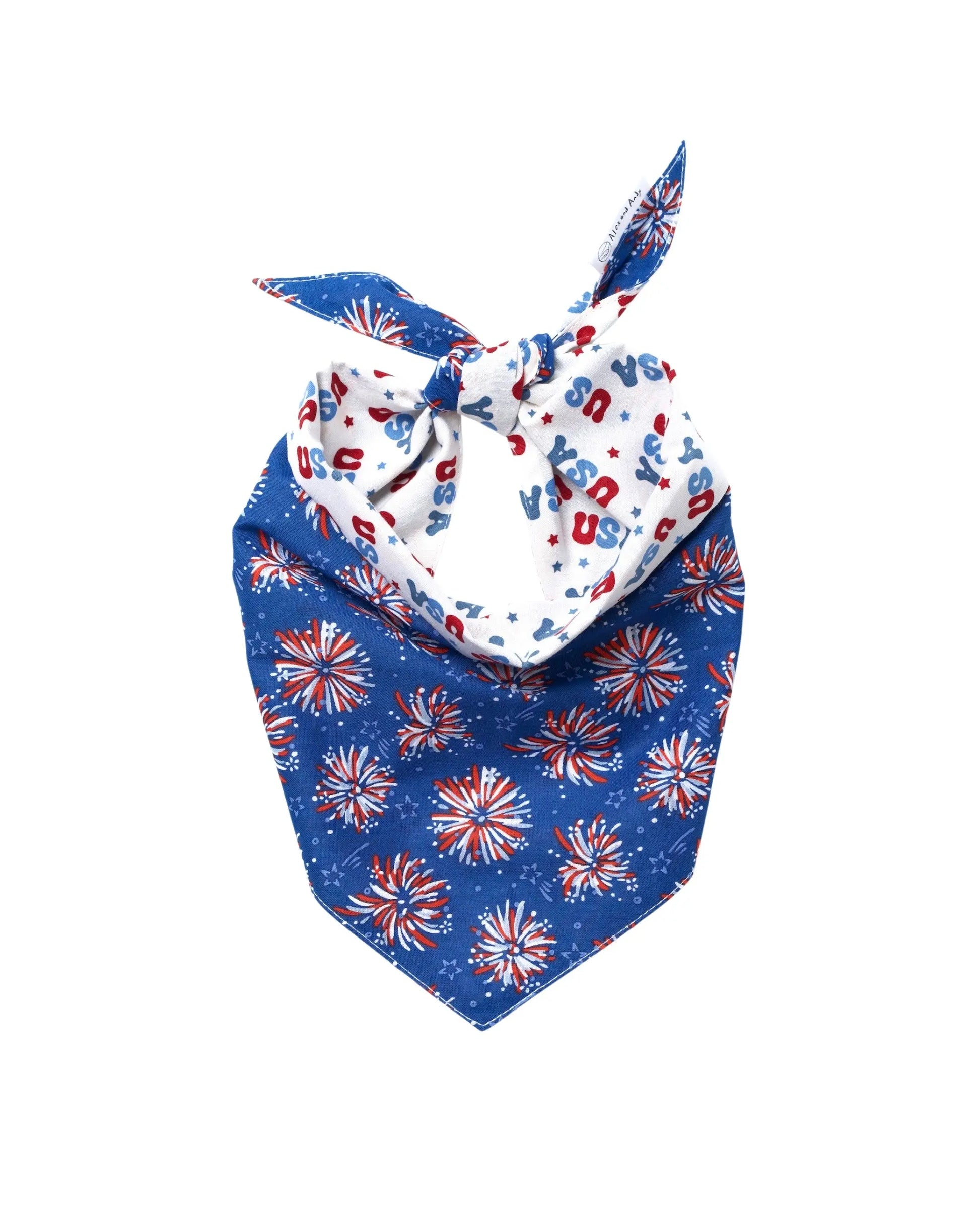 Fourth of July Pet Bandanas - 100% Cotton - Slide on the Collar and Tie on - Washable