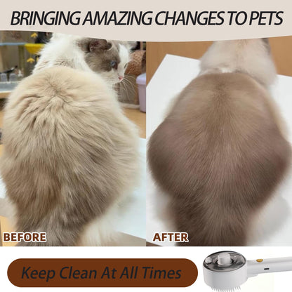 Cat Steam Brush 4-In-1 Pet Spray Comb for Indoor Cats, Rechargeable Steam Brush with Release Button for Long Short Hair Pet Clean Design Tool, White