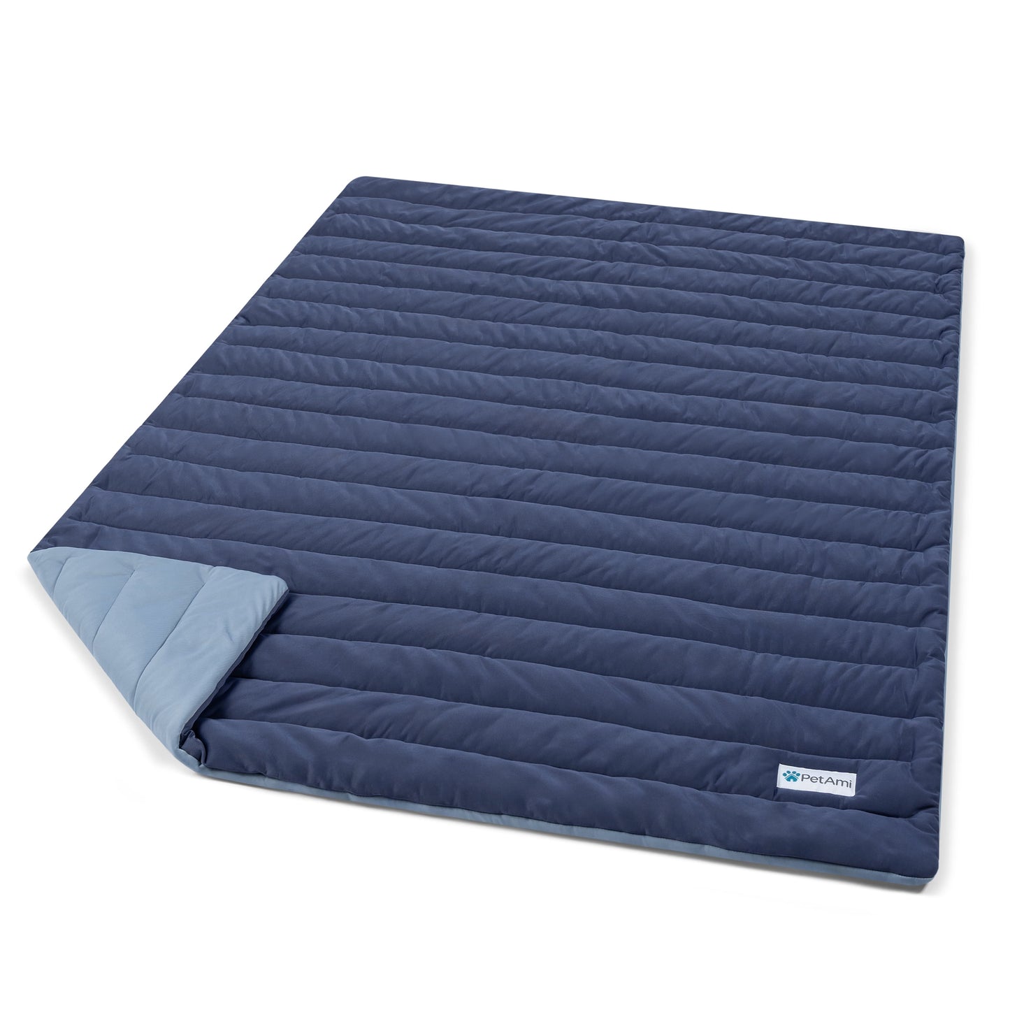 Dog Cooling Mat, Q-Max Pet Cooling Blanket with Thick Cushioning, Self Cooling Pad for Dogs & Cats, Reversible Summer Mat for Crate, Couch, Kennel, Navy/Dusty Blue, Large (40X60)