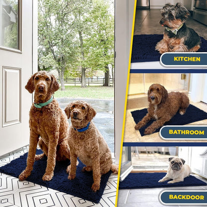 ® | Super Absorbent Door Mat Indoor, Microfiber Quick Dry Chenille Entryway Rug, Non-Slip Front Door Mat, Indoor Mats for Entryway, Machine Washable Pet Rug, Navy Blue 24"X36"