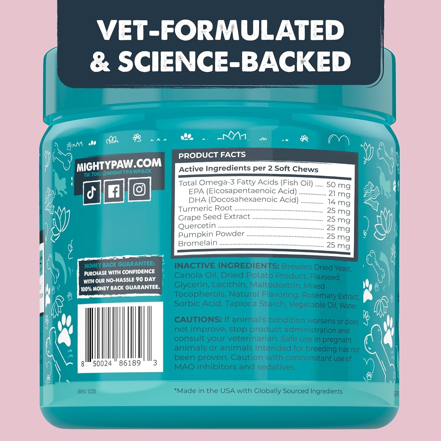 Waggables Allergy & Immune Support for Dogs | Omega 3, Quercetin, Bacon Flavor, 120 Ct