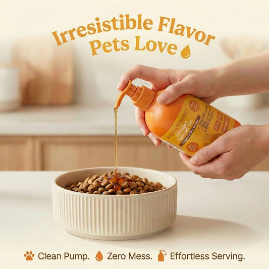 Golden Whisker Salmon Elixir for Cats & Dogs – Triple-Enhanced Omega-3 Formula with Vitamin E, Taurine & Pumpkin Seed Oil for Skin, Coat & Joint Health