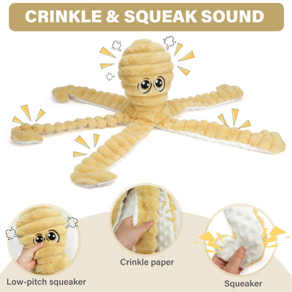 Dog Toys for Large Dogs, 27" Large Crinkle Squeaky Dog Toy, Plush Octopus Dog Chew Toy